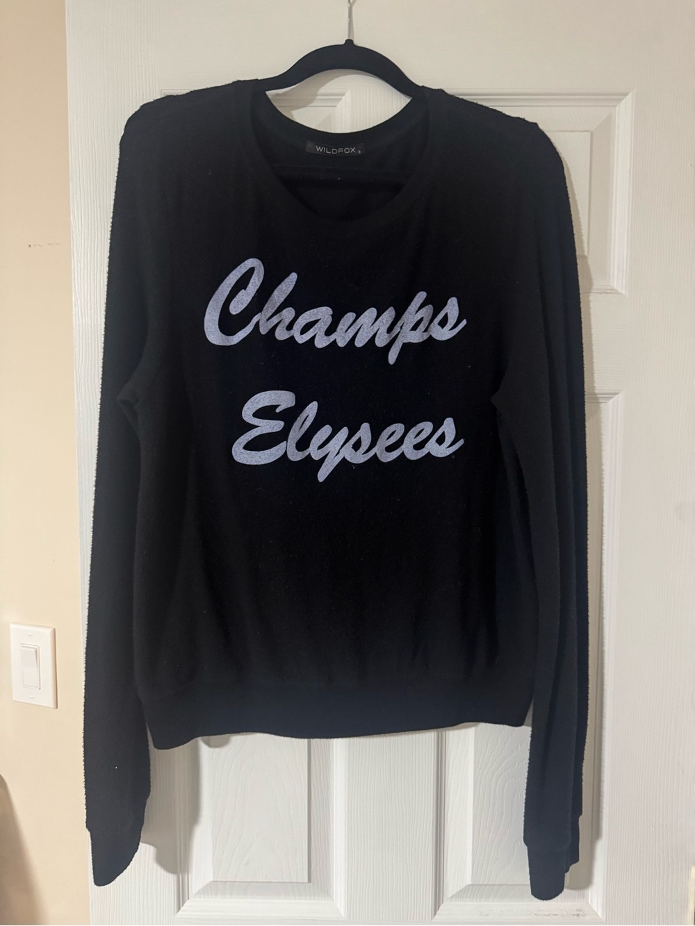 Pre-Loved Wildfox Black Graphic Sweatshirt, “Champs Elysees”